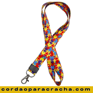 Cordão autismo poliéster e metal 2cm x40cm 4x4  IMPRESSAO EM AMBOS OS LADOS PROTEÇAO UV argola e mosquetão 